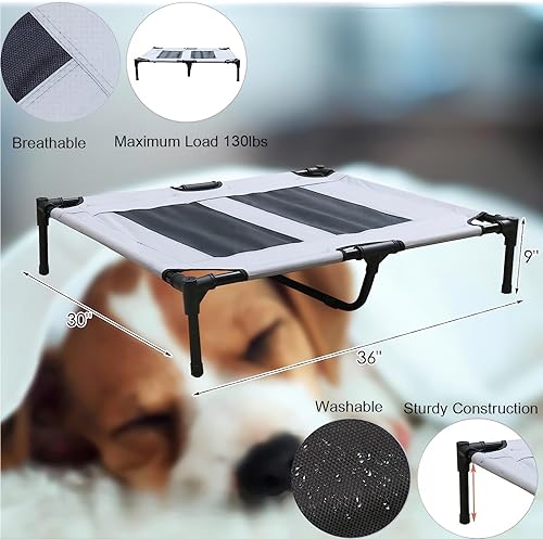 Miniatura 2 de Cama para perros al aire libre con dosel, cuna elevada para perros de 36 pulgadas con toldo extraíble, cuna elevada portátil para mascotas, cama