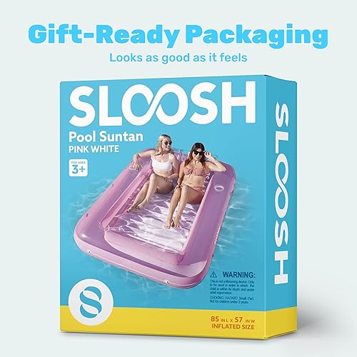 Miniatura 9 de SLOOSH Flotador Tumbona Inflable para Piscina de Bronceado, 85" x 57" Flotadores de Piscina Extra Grandes para Adultos con Almohada, Balsa Flotante