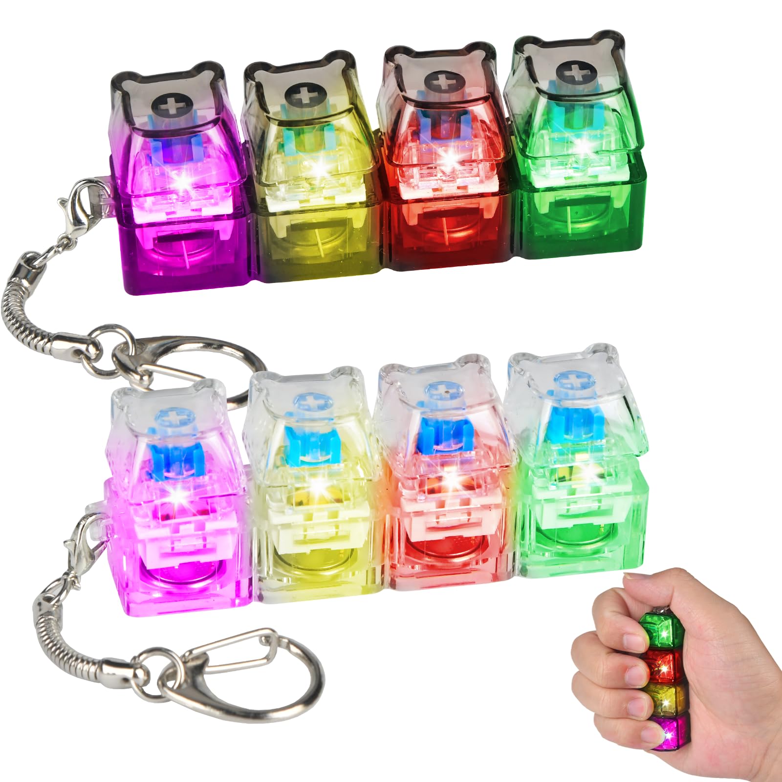 2 Pcs Keyboard Fidget Toy, Fidget Toys for Adults & Kids, Keychain Keyboard Clicker Anxiety Relief, Cool Gadgets Stress Relief Toys with LED light for Decompression Gift (Bear) — image 1