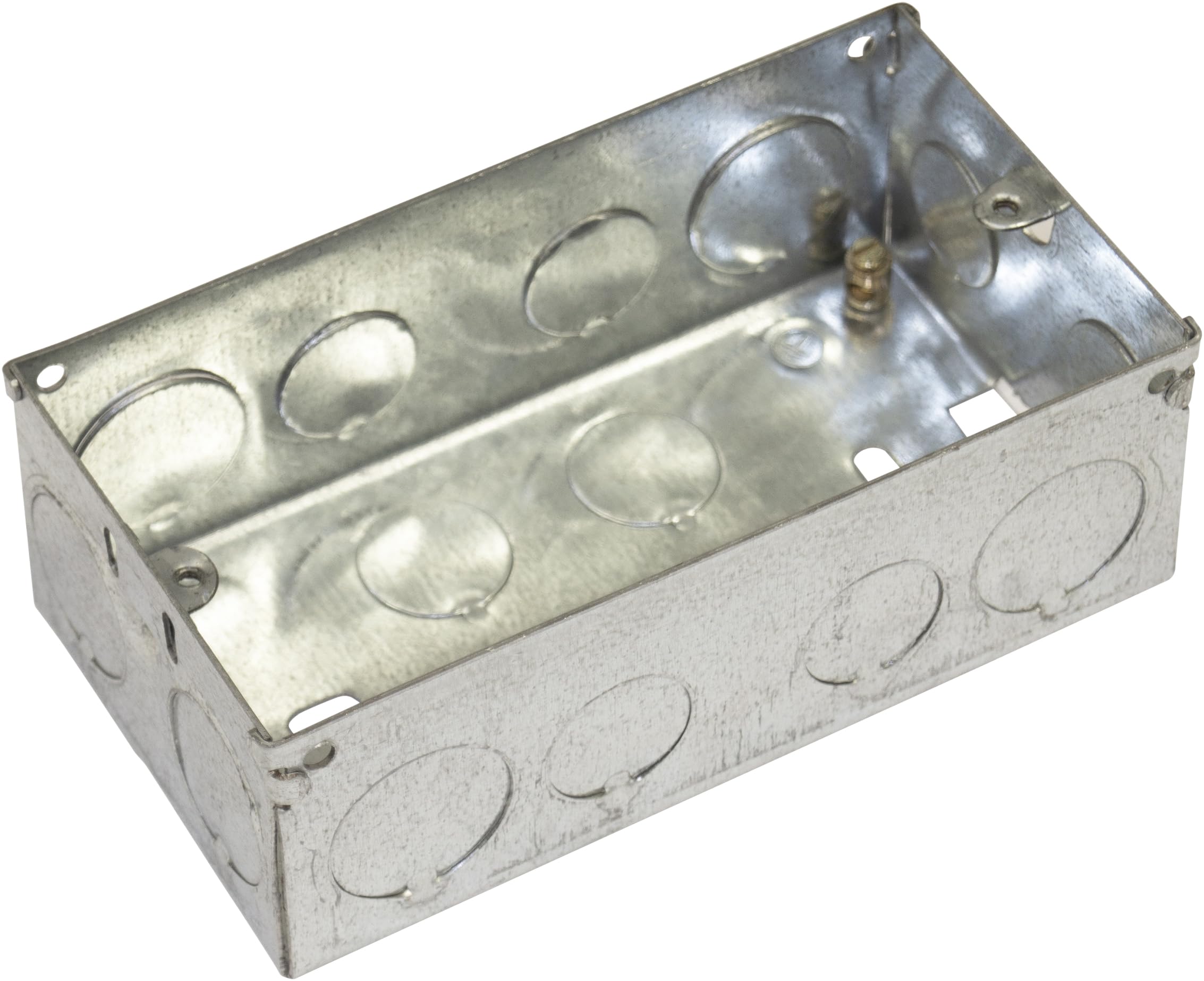 Two Gang Zinc Plated Metal Back Box. 47mm