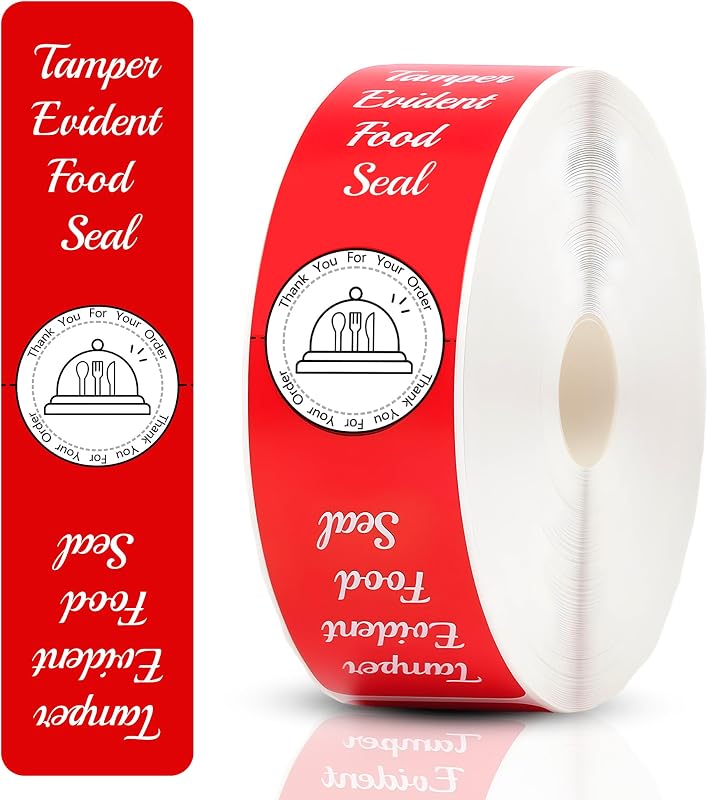 500 Pcs Tamper Evident Stickers for Food Delivery 1.5 x 6 Inches Red Tamper-Proof Safe Seal Tape & Labels - for Sealing Drink, Food & Pizza Boxes to Preserve Freshness