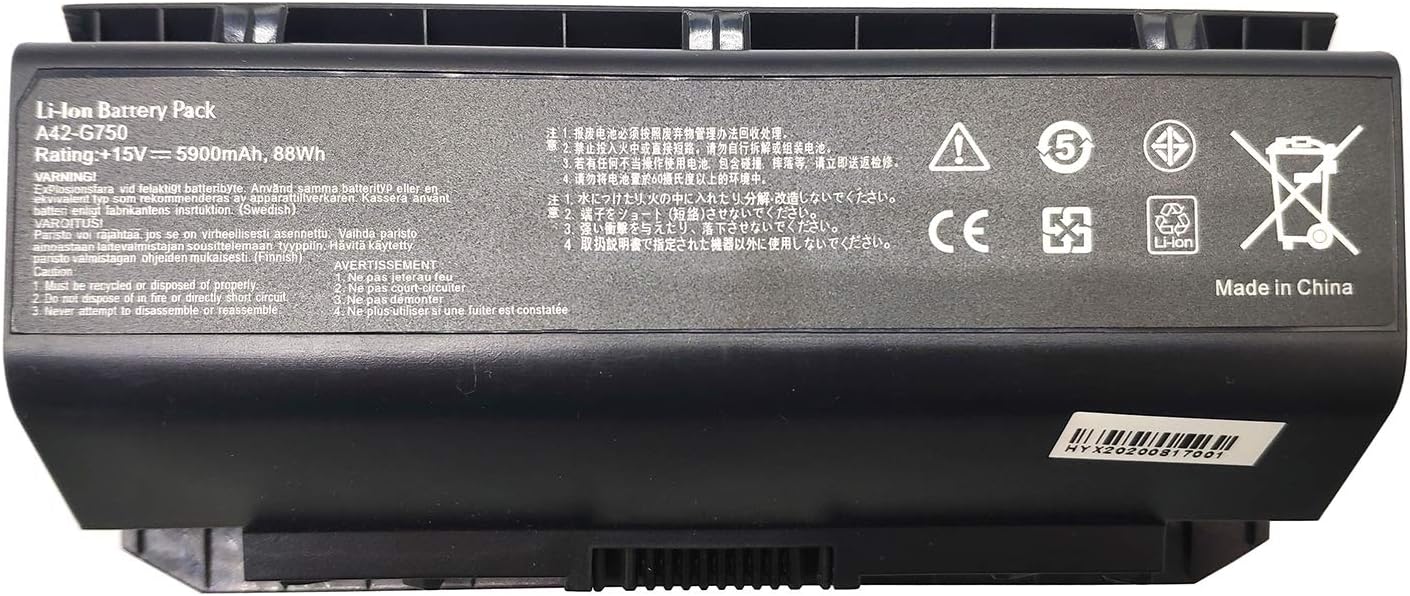 Binger New A42-G750 Replacement Laptop Battery Compatible with Asus G750J G750JW G750JX G750JZ G750 G750JH G750JM G750JS G750Y47JX-BL(15V 5900mAh 88wh)