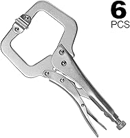 Vista 6 de KEILEOHO Paquete de 6 alicates de bloqueo de abrazadera C de 11 pulgadas con almohadillas giratorias, alicates de bloqueo de alta resistencia, juego