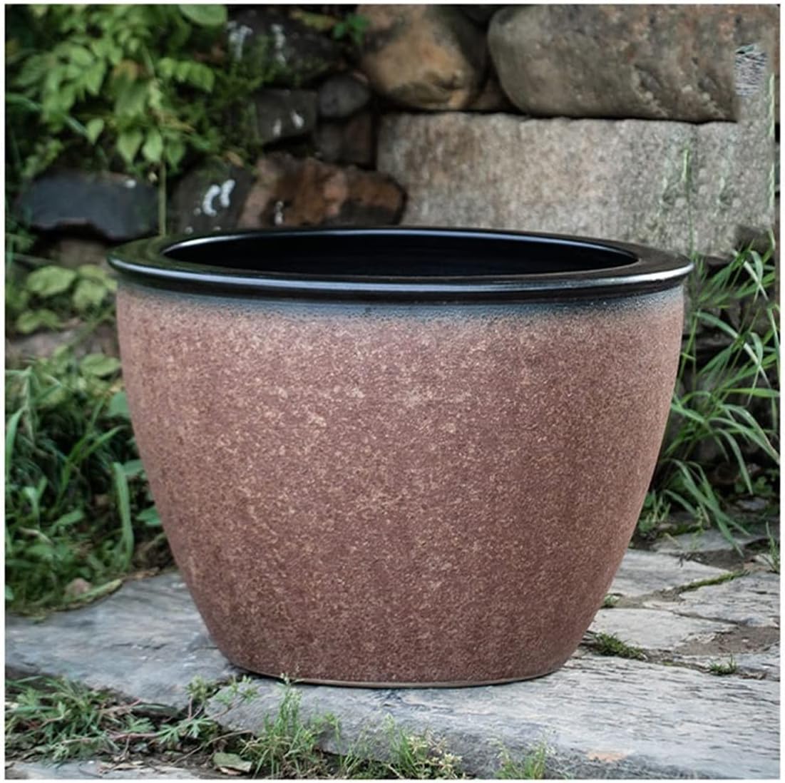 Fish Tabk Ceramic Goldfish Bowl Fish Tank Water Lily Pot Lotus Large Tank Lotus Pot Outdoor Courtyard Large Water Tank Retro Koi Tank Cool Fish Tank,B-120Cm