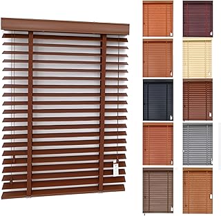 2'' Slats Wood Blinds for Indoor Windows, Horizontal Window Blinds Custom 20" 24" 28" 34" 40" 48" 52" 62" 68" 70" 76 for Kitchen, Living Room Bathroom Office