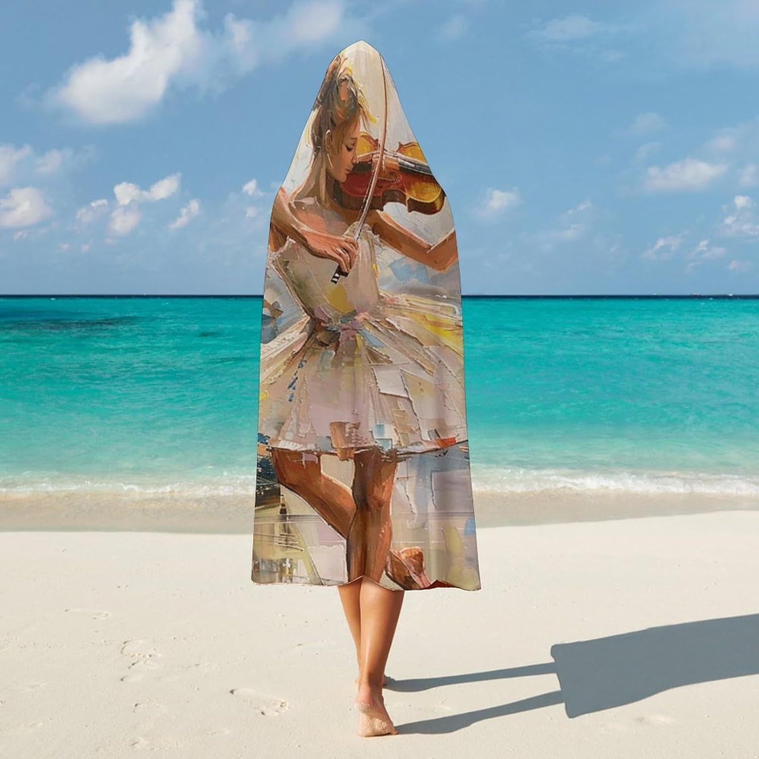 Ballet And Violin Wearable Fleece Blanket with Hood for Men & Women Oversized Hoodie Blanket Soft Cozy Gift-