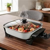 I-Keukenn 8-Inch Electric Skillet PFAS-Free Ceramic Non-Stick Reversible Frying Pan Glass Lid Vibrant Green