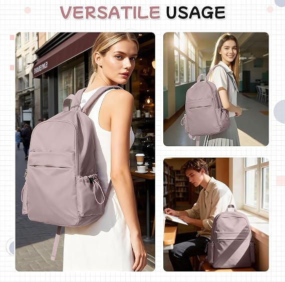 HYC00 School Backpack Women,Unisex Casual Daypack School Bags 14 Inch Laptop Backpack for Girl Boy Lightweight Travel Rucksack Water Resistant Bookbag for Teenage College Work Backpack,M3-Pink Purple