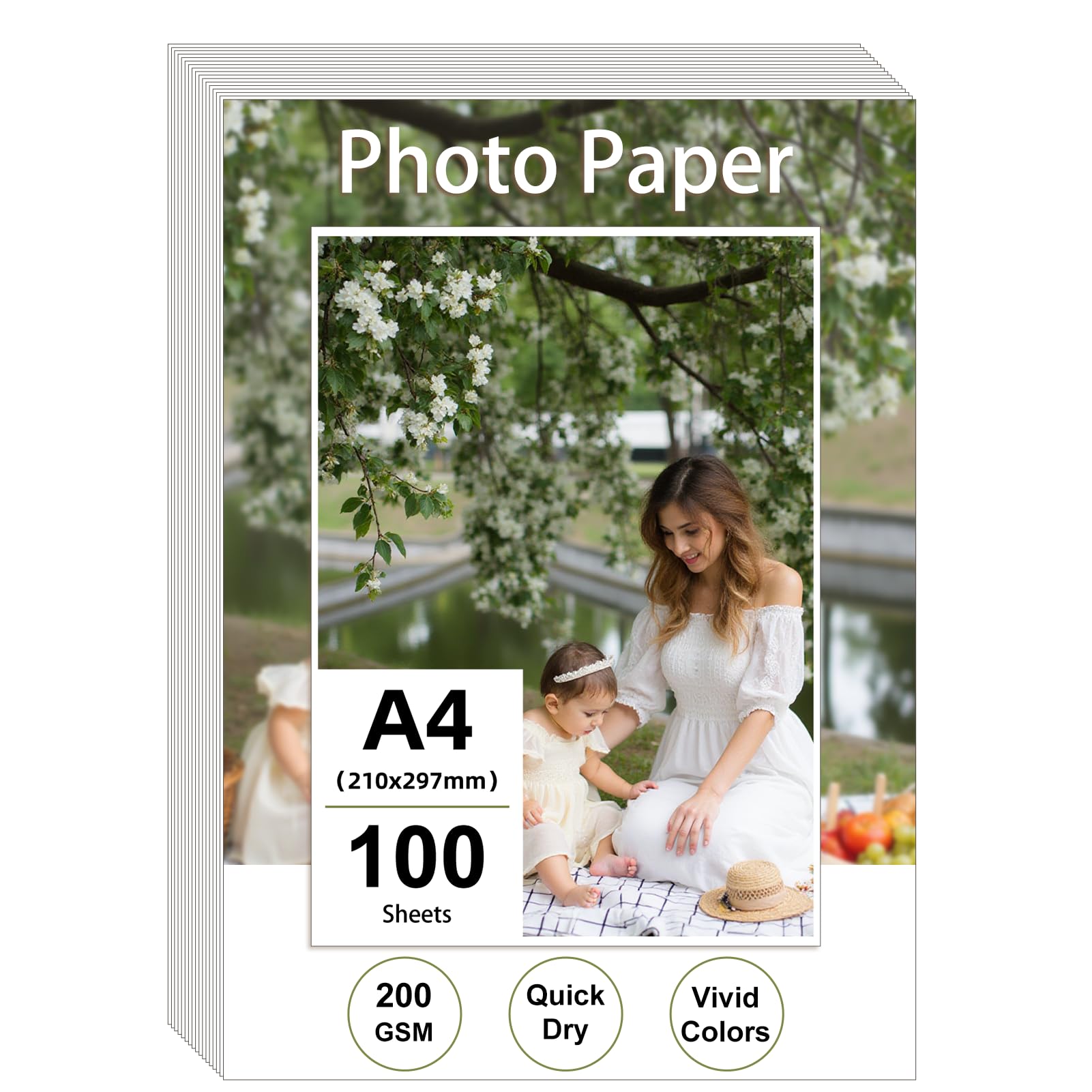 Carta Fotografica A4 Lucida 200 g/m² 100 Fogli 21 x 29,7 cm per Foto Immagini Volantini