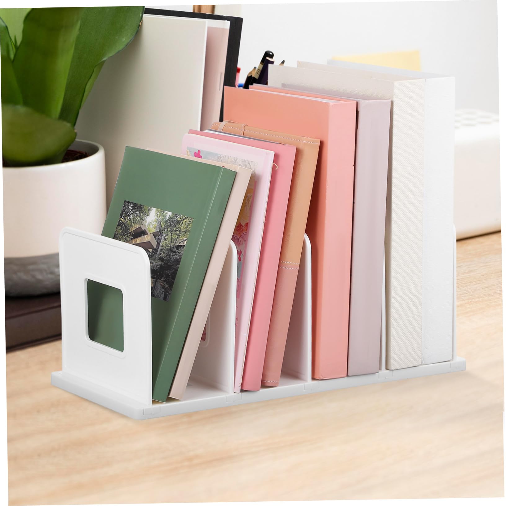Organizador de Escritorio Vertical para Archivos Soporte Segmentado con Capacidad para Carpetas Revistas y Resistente y Estable Diseño Práctico para Oficina