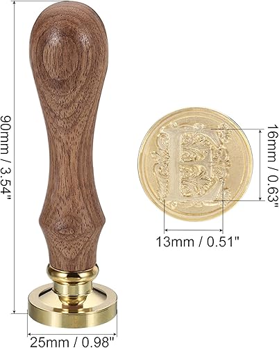 Miniatura 2 de PATIKIL Sello de cera del alfabeto E, sello de cera de sellado de letra inicial, clásico retro, 0.98 pulgadas, cabeza de latón retro extraíble,