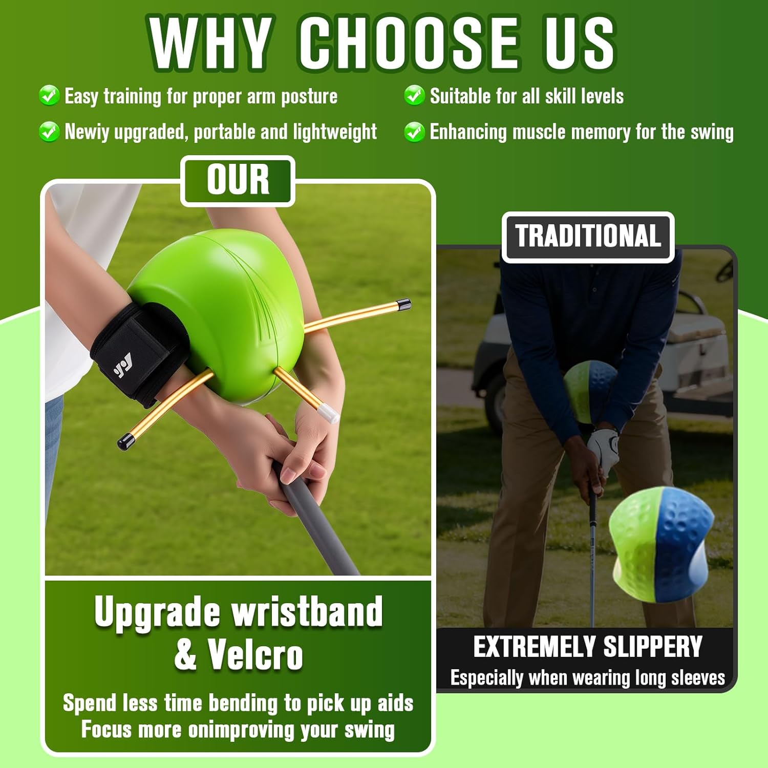 Golf Swing Trainer - The Connector Training Aid with Aviation Aluminum Smart Ball for Posture Correction & Arm Positioning, Professional Portable Design for All Skill Levels