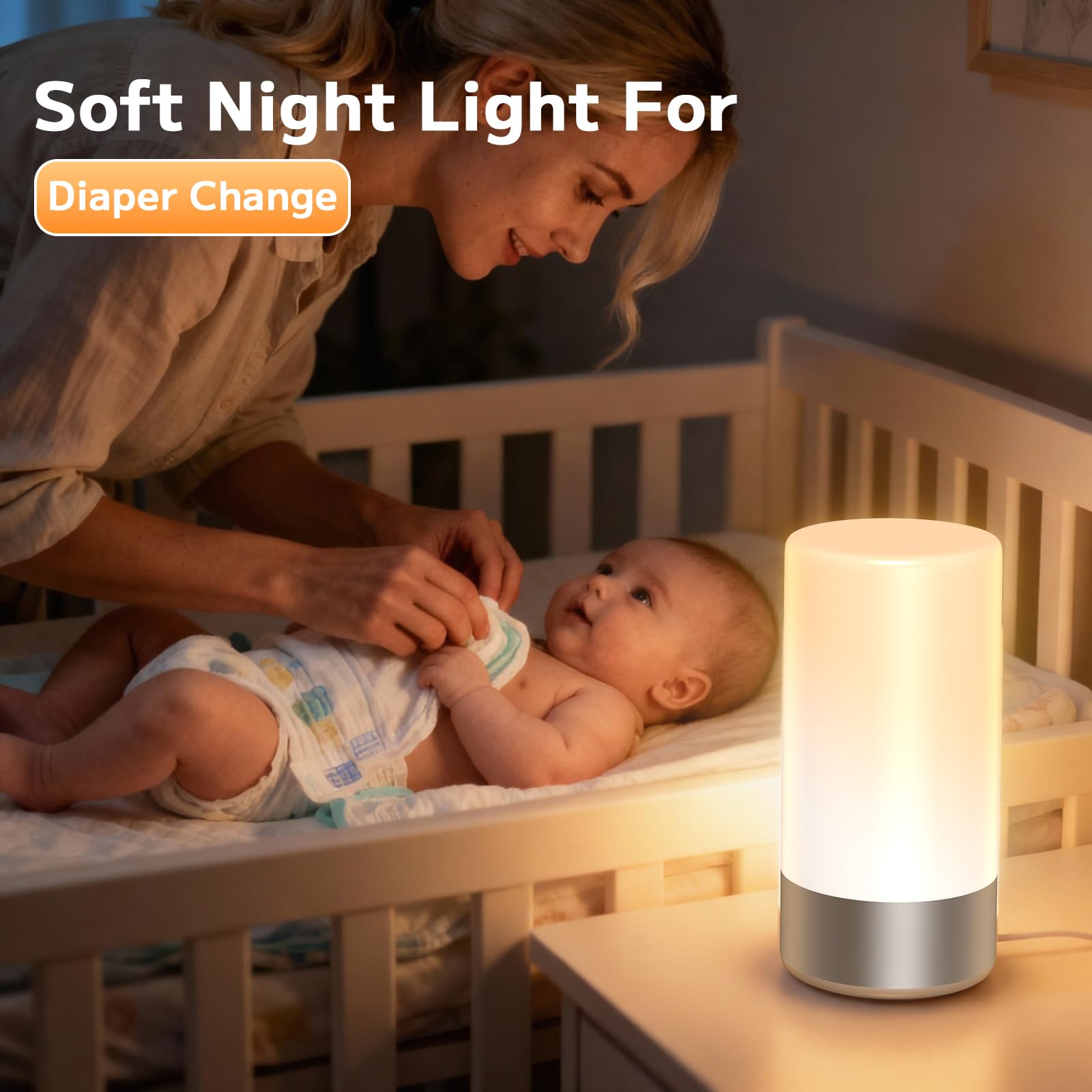 Nachttischlampe, Touch-Steuerung, Nachttischlampe für Schlafzimmer, 3 Stufen dimmbar, warmweiße Lichter mit 256 RGB-Farbmodi, modernes Design, Tisch