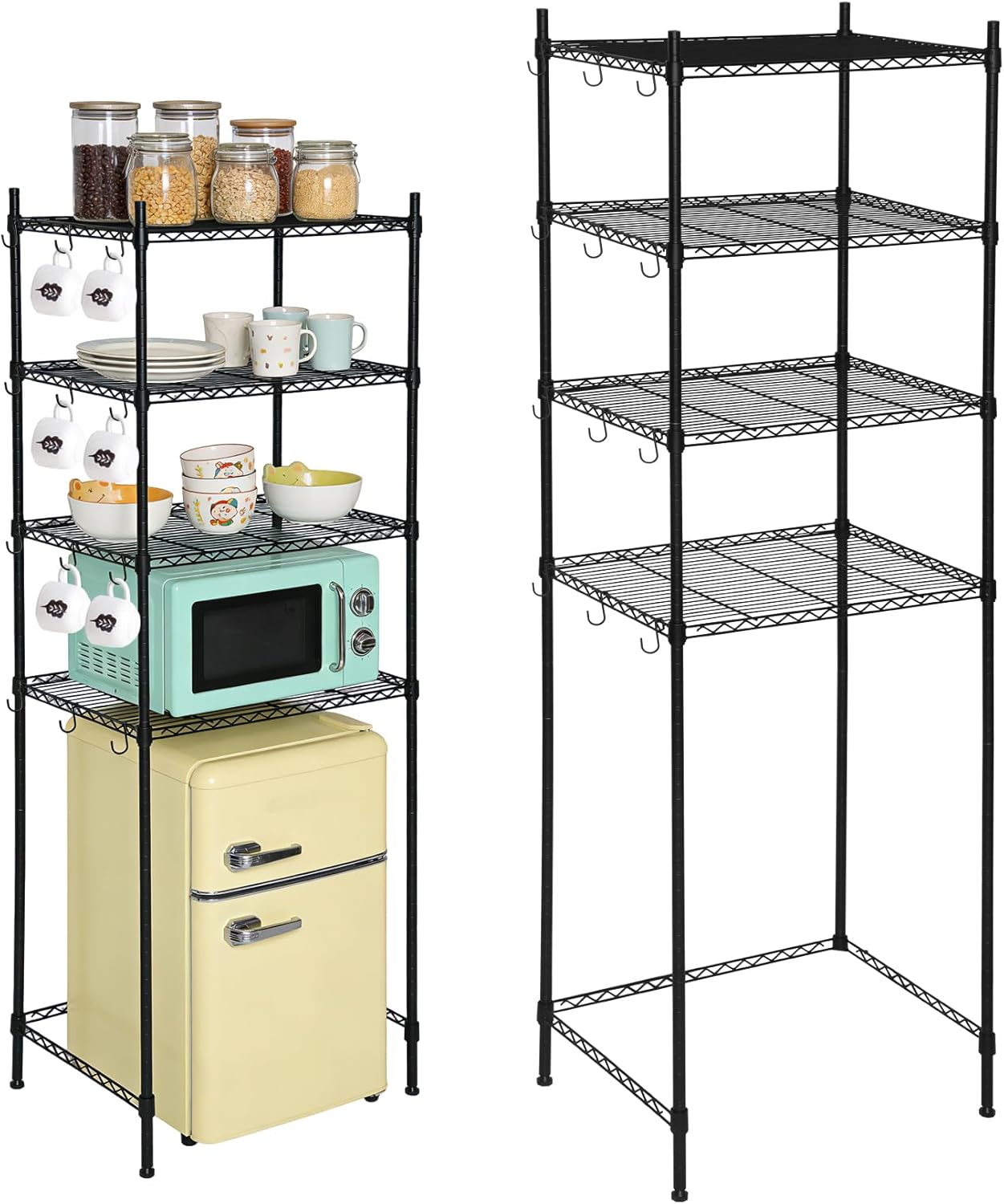 noblequest 4 Tier Adjustable Mini Fridge, Free Movement Metal Storage Shelves for Use Above The Mini Refrigerator and Microwave Stand, for Dorm, Kitchen, Apartment, Office