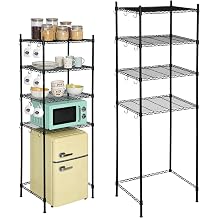 noblequest Adjustable Mini Fridge with 4 Tiers Free Moving Metal Shelves to Use Over Mini Fridge and Microwave Stand for Dorm Kitchen Apartment Office