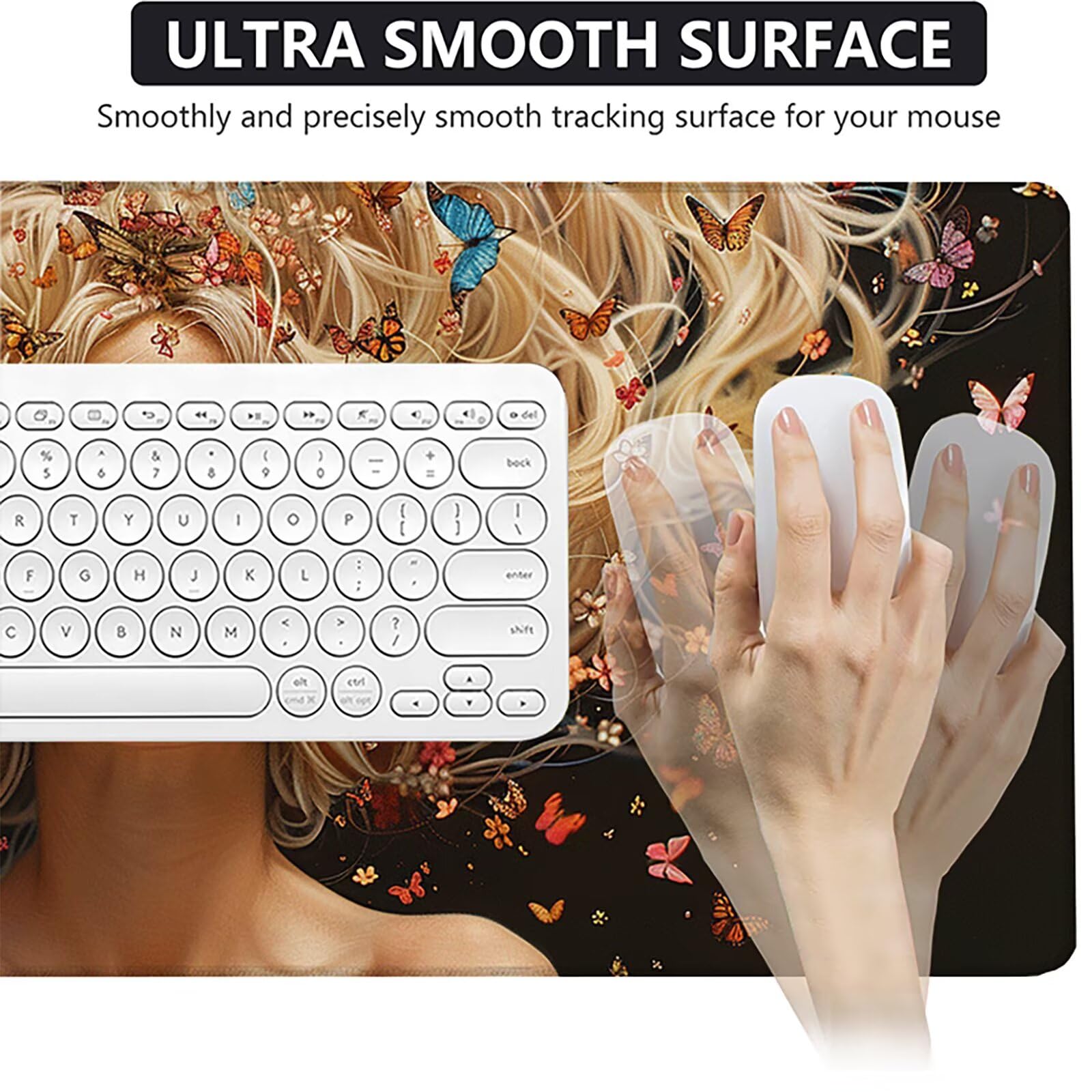 Mujer Alfombrilla Ratón Gaming XXL 1500x800mm, Alfombrilla Gaming Amarillo Mousepad con Base de Goma Antideslizante, Impermeable Desk Mat para Teclado y Raton, Accesorios Gaming Regalos de Hombre 5-8
