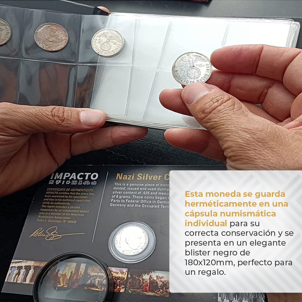 Moneda de plata de 5 Reichsmark | Colección histórica alemana 1936-1939 | 625 plata | Certificado de autenticidad