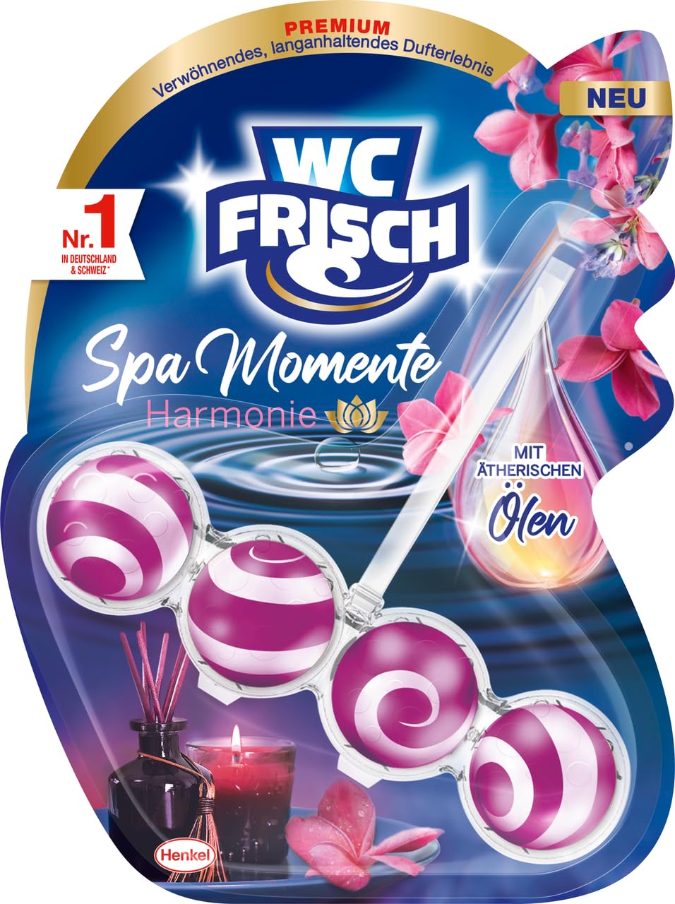 Weißer Riese Universal Gel (100 Waschladungen), Vollwaschmittel sorgt für strahlend saubere Wäsche & WC-Frisch Spa Momente Harmonie Toilettenstein (1x 50g), WC Duftspüler, 1er Pack