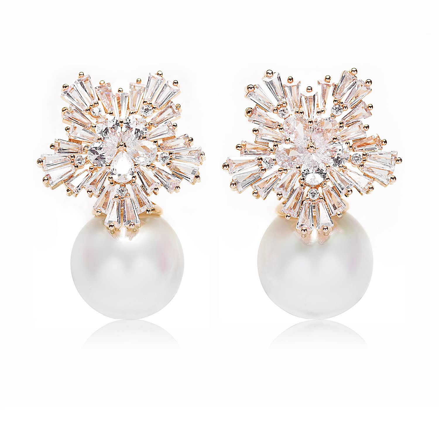 Fashion Chic Simulated Pearl Studs Snowflake Earrings For Women