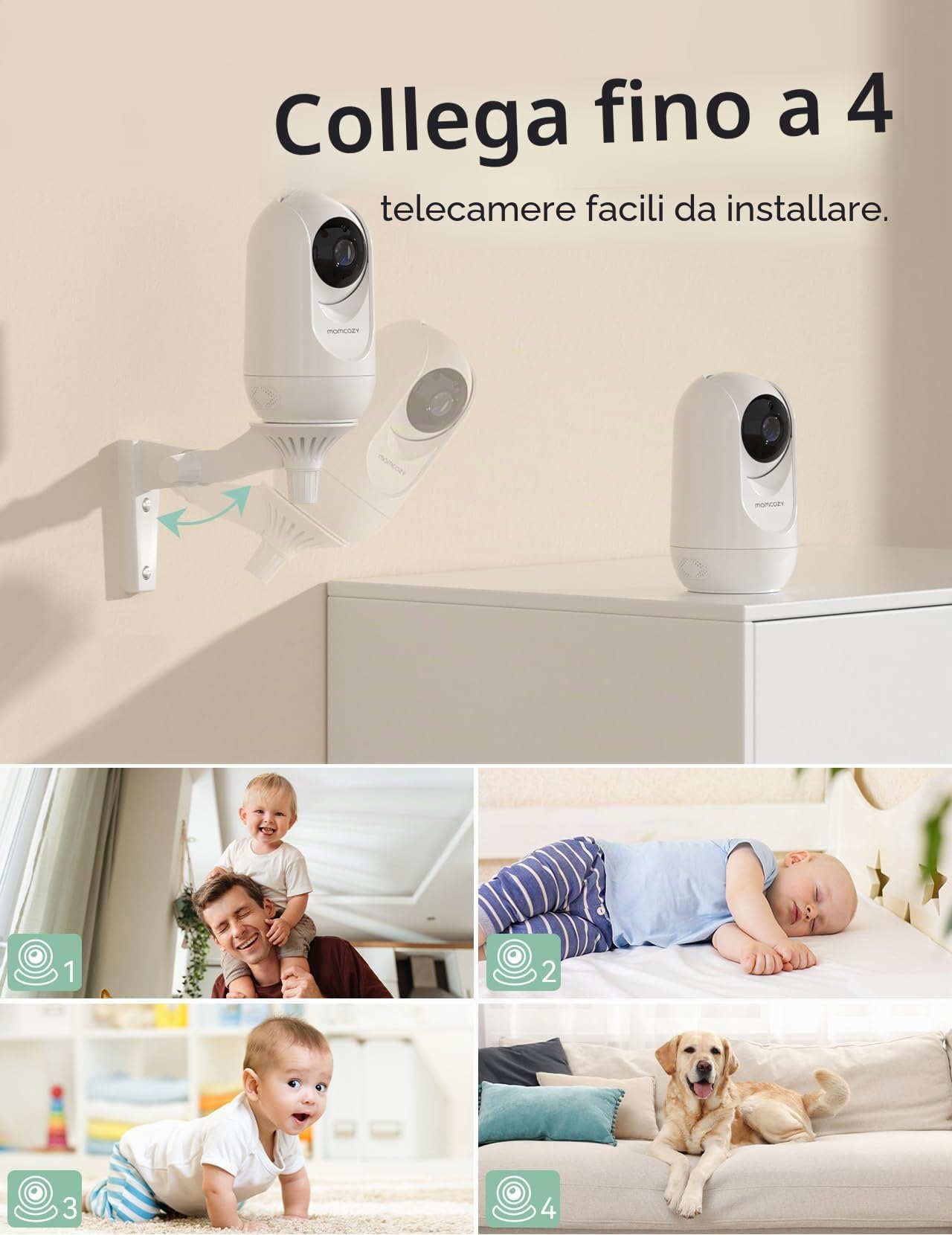 momcozy Babyfono con fotocamera Schermo 5 Pollici HD 1080P Baby Monitor senza WLAN Batteria 5000 mAh Audio bidirezionale Modalità Vox IR Visione Notturna Obiettivo grandangolare Portata 960 Piedi BM01