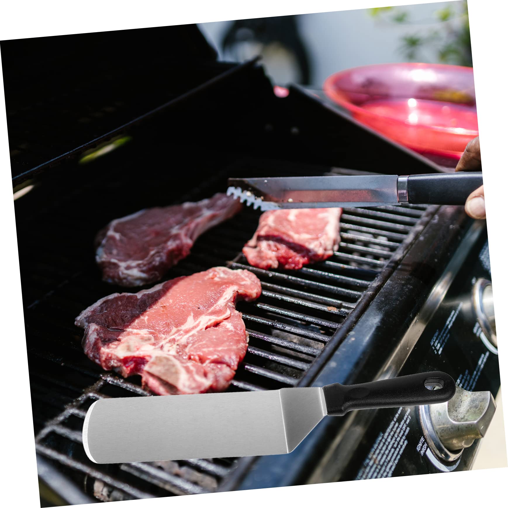 COLLBATH Spatule Cuisine Ustensile de Cuisson en Acier Inoxydable Poignée en Pp 3 Pièces pour Retourner et Remuer, pour Barbecue et Plancha