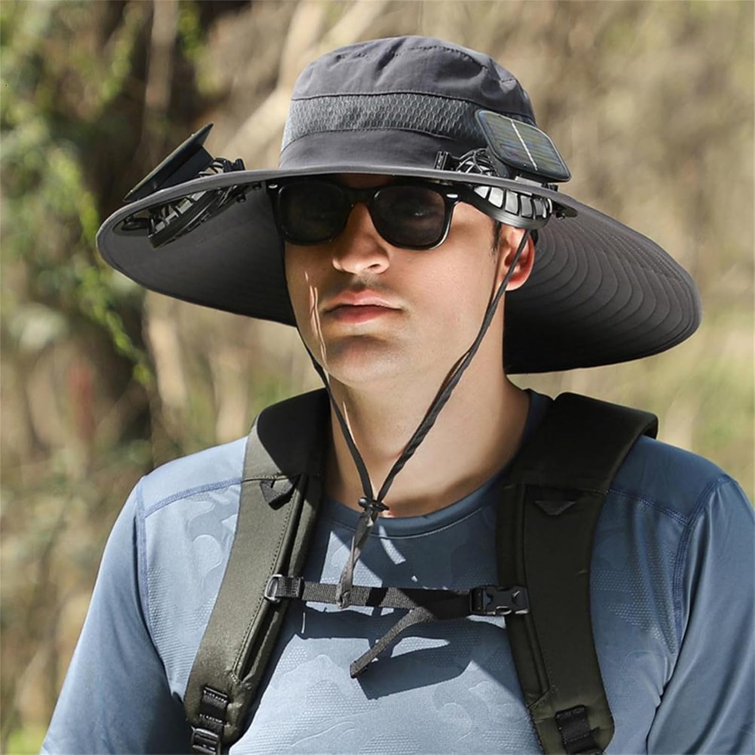 Wide Brim Solar Fan Outdoor Fishing Hat-Solar & USB Charging