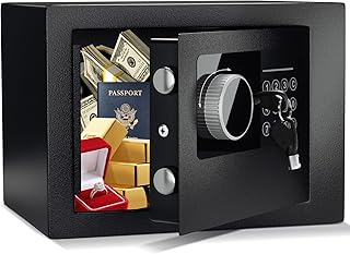 Petit Coffre Fort Électronique Numérique, Coffre-fort en Acier de 6.6L avec Serrure Électronique et 2 Clés, Coffre Fort Mural avec Système D'alarme Intelligent pour Argent Bijoux Documents, Noir