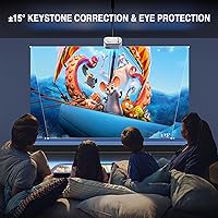 Vista 4 de Mini proyector, proyector de video VISSPL Full HD 1080P, proyector portátil para exteriores con trípode, regalo para niños, proyector de películas