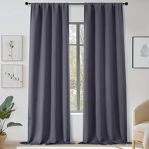 Miniatura 83 de OWENIE Sally Ever Green Cortinas Opacas para Dormitorio Sala de Estar 63 Pulgadas de Largo Juego de 2 Paneles, Aislamiento Térmico Ahorro de Energía