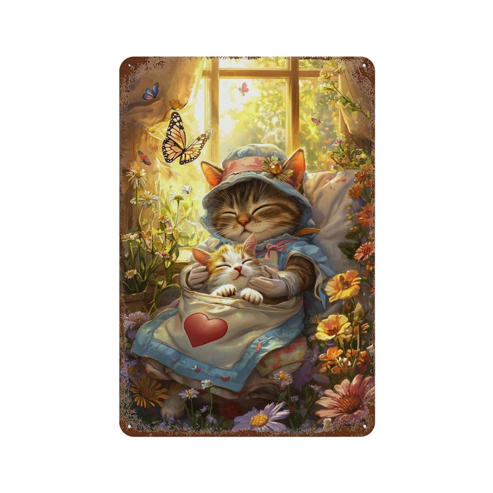 Garage Style Whiskered Dreams A Cozy Cat Nap Rusty Metal Tin Sign 11.8"x7.9", Decorative Metal Wall Art for Bar And Workshop
