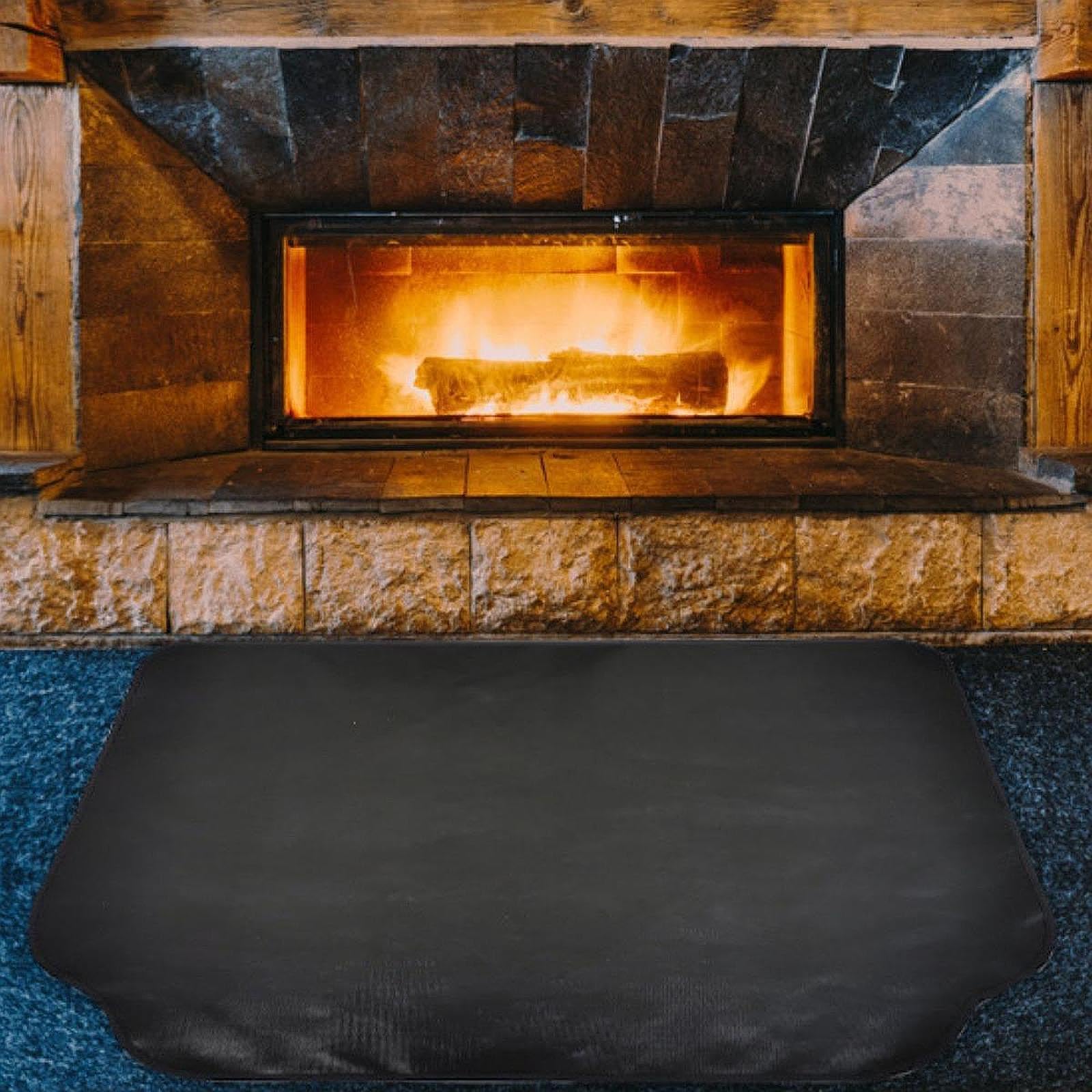 Tapis de Cheminée Ignifugé, Tapis de Protection de Sol Pliable, Tapis Anti-feu Pratique pour Barbecue En Extérieur, 152 Cm X 101 Cm