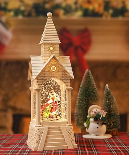 Miniatura 3 de Globo de nieve musical de Navidad de 13.5 pulgadas, belén con regalos cristianos, linterna de globo de nieve de Navidad con temporizador de 6 horas,