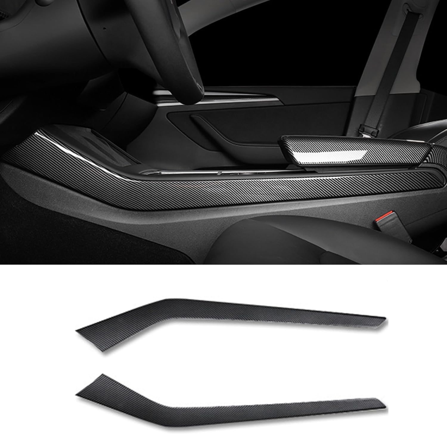 Central Control Dashboard Panel Compatible with Tesla Model 3 2017-2023 Tesla Model Y 2020-2023, Co-Pilot Dash Board Protective Cover, Car Accessories Carbon Fiber Interior Trim ABS
