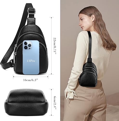 Miniatura 3 de Bolso bandolera para mujer Pequeña bolsa cruzada de moda, riñoneras de pecho de moda, cinturón de cuero, bolso cruzado, Marrón, Bolsos cruzados