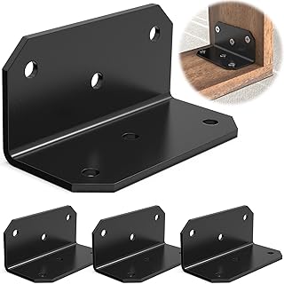 2x4 Galvanized Corner Brace, 90 Degree Angle Iron Brackets with Holes,Heavy Duty L Bracket for Wood Fence , Angle Brackets for Shelves , Raised Garden Bed Steel Corner Brackets (4pcs)