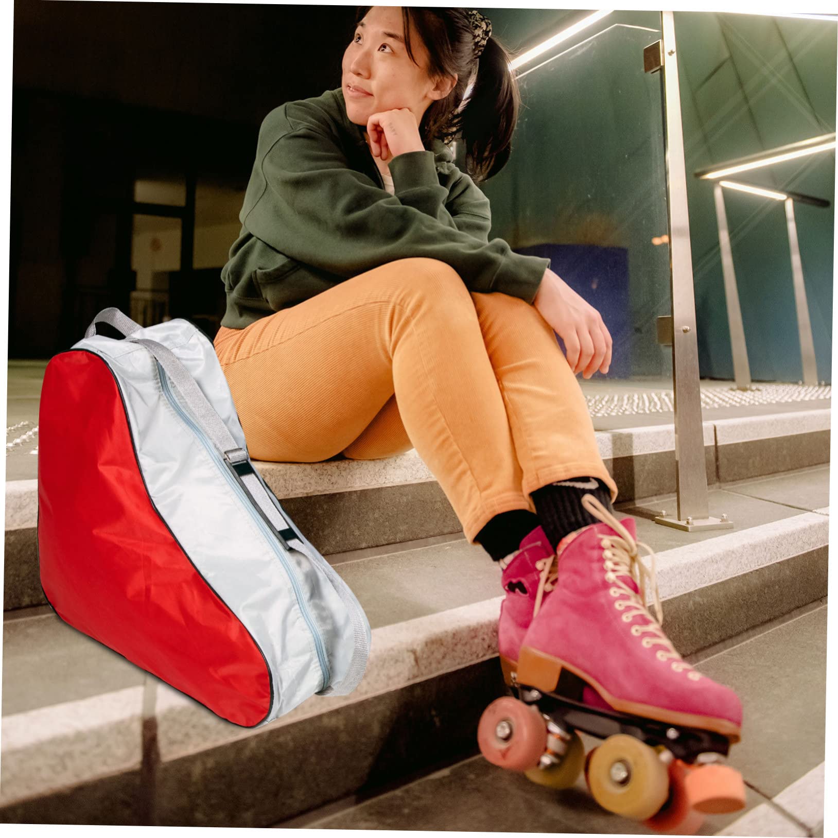 BESPORTBLE Borsa Portatile per Pattini a Rotelle e Ghiaccio 3 Pezzi | Poliestere, Uso Esterno, Design Semplice, Set Rosso Blu Rosa, Formato Grande per Ragazzo Ragazza