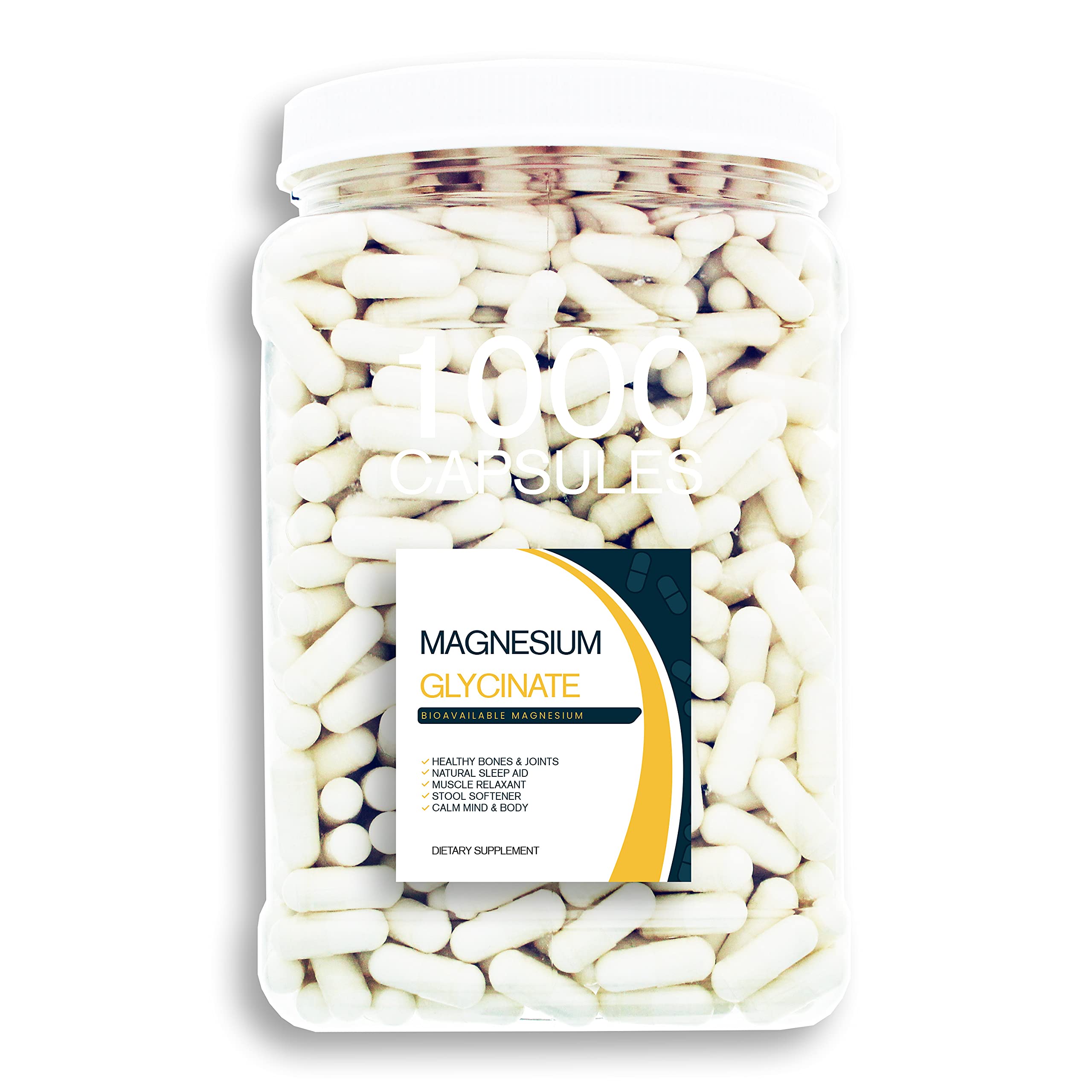 Bulk Buy Magnesium Glycinate - 1000CT 400 mg Pure Mg2+ per Serving complexed with Glycine for Maxima