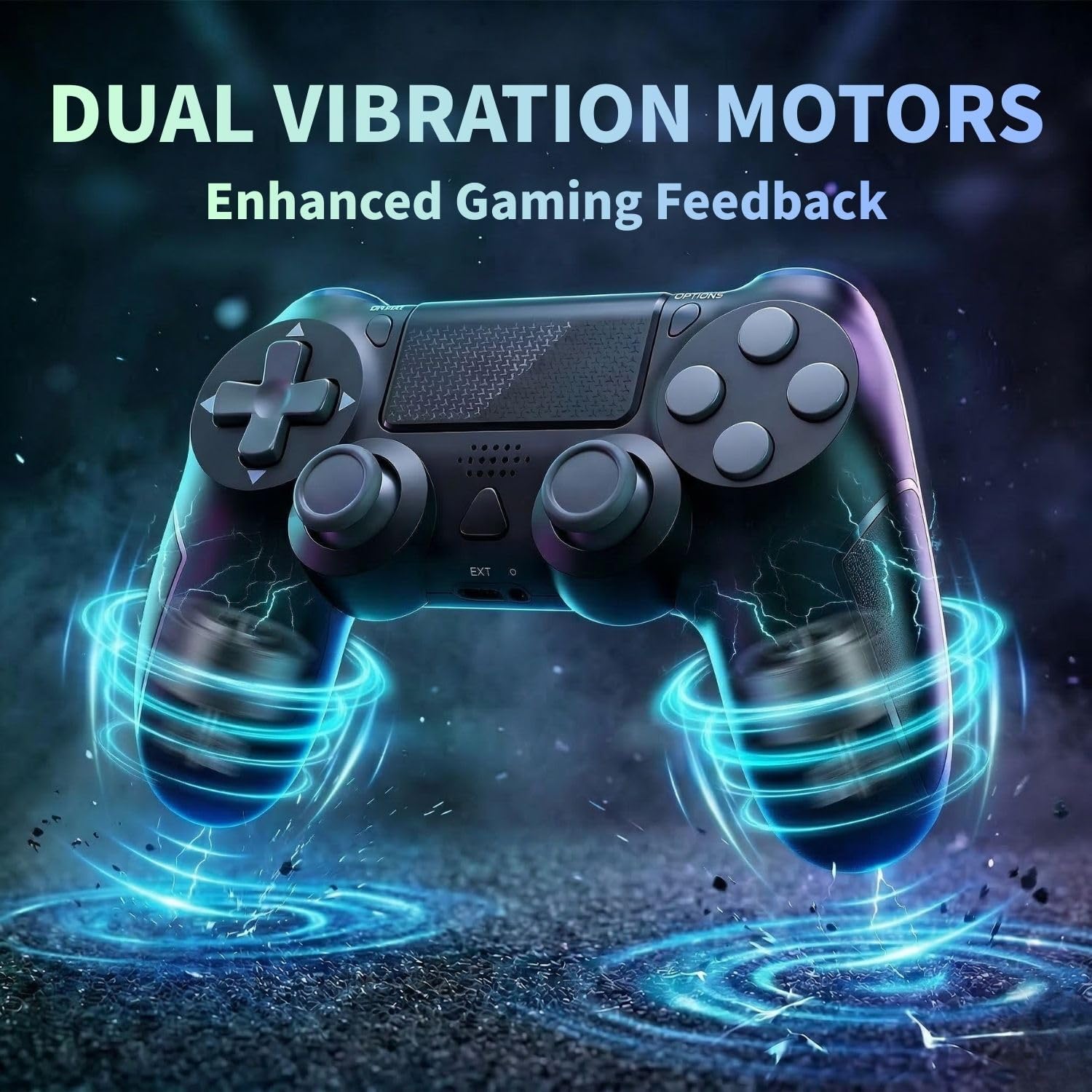 BJXOZ Wireless Controller for PS4, Gamepad with Type-C Port/Hyper-Sensitive 360° Sticks/Vibration/Ergonomic Grip/Speaker/6-Axis Sensor/Audio Jack/Multi Touch Pad, for PS4/Slim/Pro/PC — view 2
