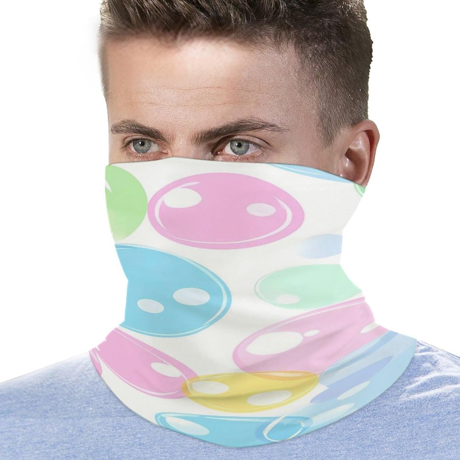 Colorful Bubbles Neck Gaiter Windproof Face Mask Bandanas for Men Women Cold Weather Scarf