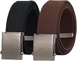 JASGOOD 2 Pack Canvas Web Belt Adjustable Cloth Fabric Military Belt with Metal Buckle