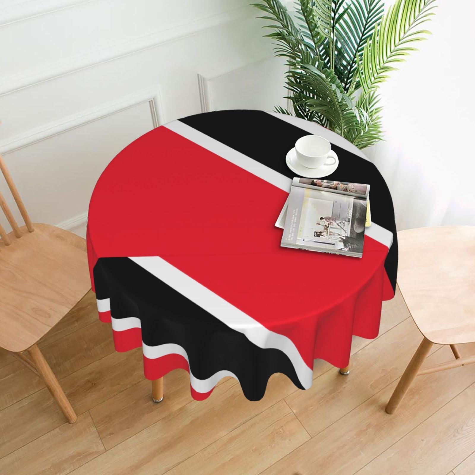 WHJSSF Flag of Trinidad and Tobago Prints Round Decorative Table Throw 60 Inch – Waterproof Table Cover for Dining, Coffee Tables, and Outdoor Events