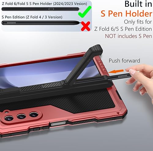 Miniatura 3 de Funda de metal para Samsung Galaxy Z Fold 5 con soporte para bolígrafo Fold5 S, resistente funda protectora de pantalla Z Fold 5, protector de
