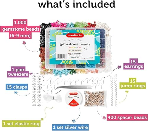 Miniatura 2 de Incraftables 1000 cuentas de cristal con chip (24 piedras preciosas de colores). Las mejores cuentas de roca para hacer joyas, anillos y