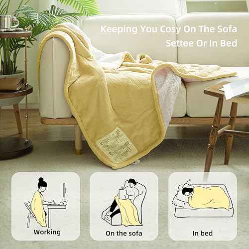 Miniatura 3 de GOTCOZY - Manta térmica eléctrica de 50 x 60 pulgadas, felpa suave y sedosa, con 4 niveles de calefacción y apagado automático de 3 horas,