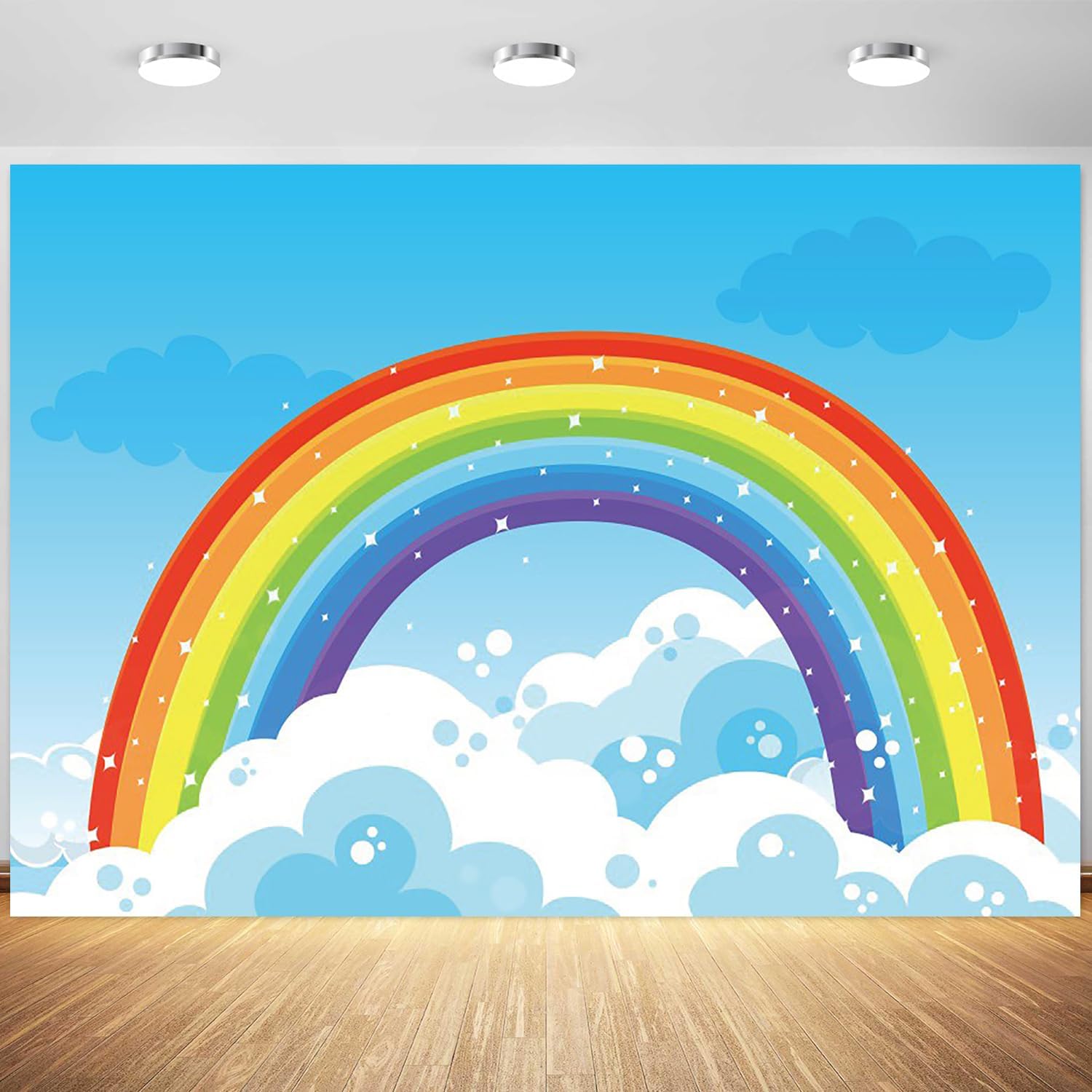 7x5ft Princess Castle Backdrop for Girl Birthday Pastel Rainbow Pink Castle Photography Background Birthday Baby Shower Party Banner Decorations Supplies Photo Booth Props image 5