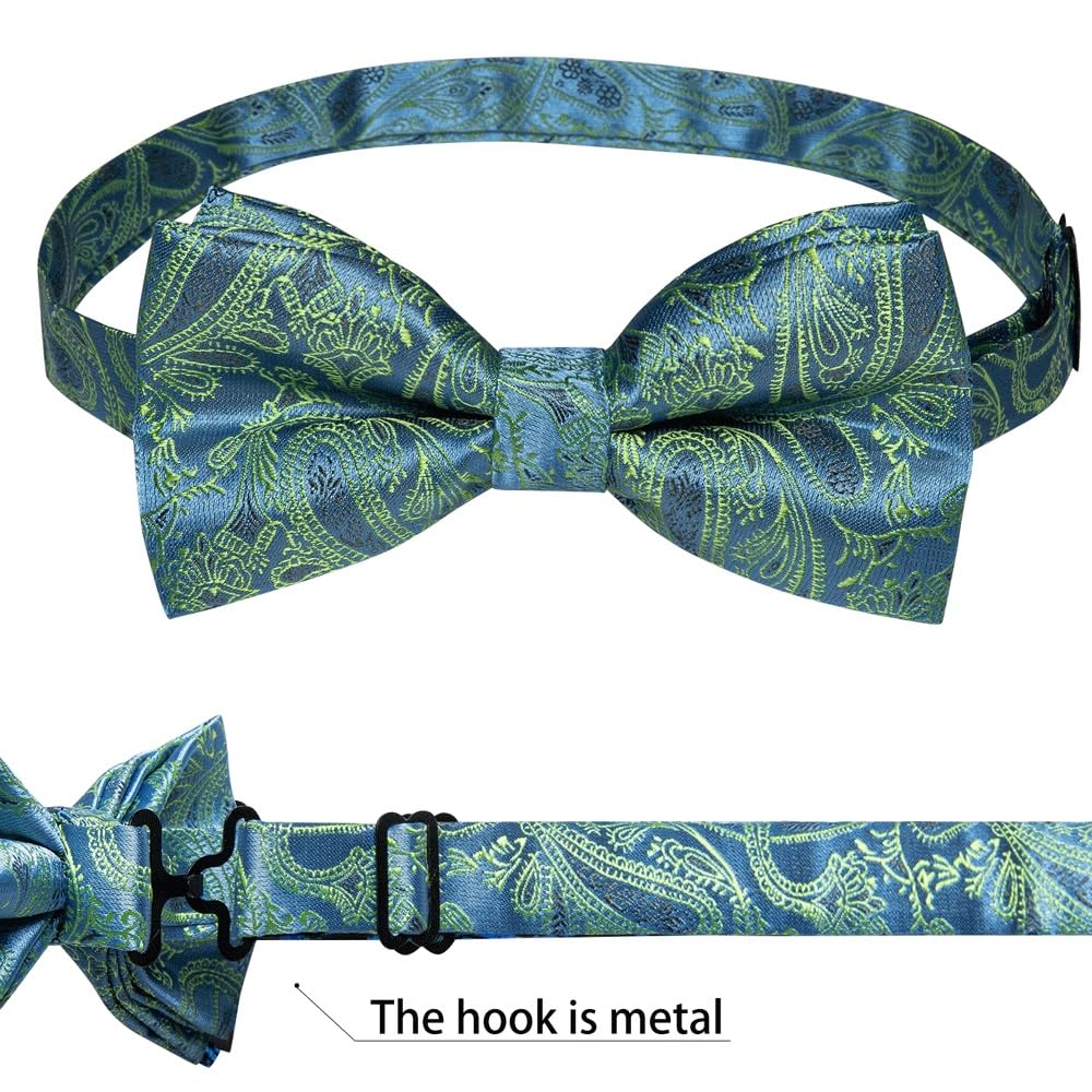 JFDBGU Pre-tied Bowtie Classic Silk Pasiley Knot Wedding Bow Tie for Men Cufflinks Set for Party Accessories Gifts