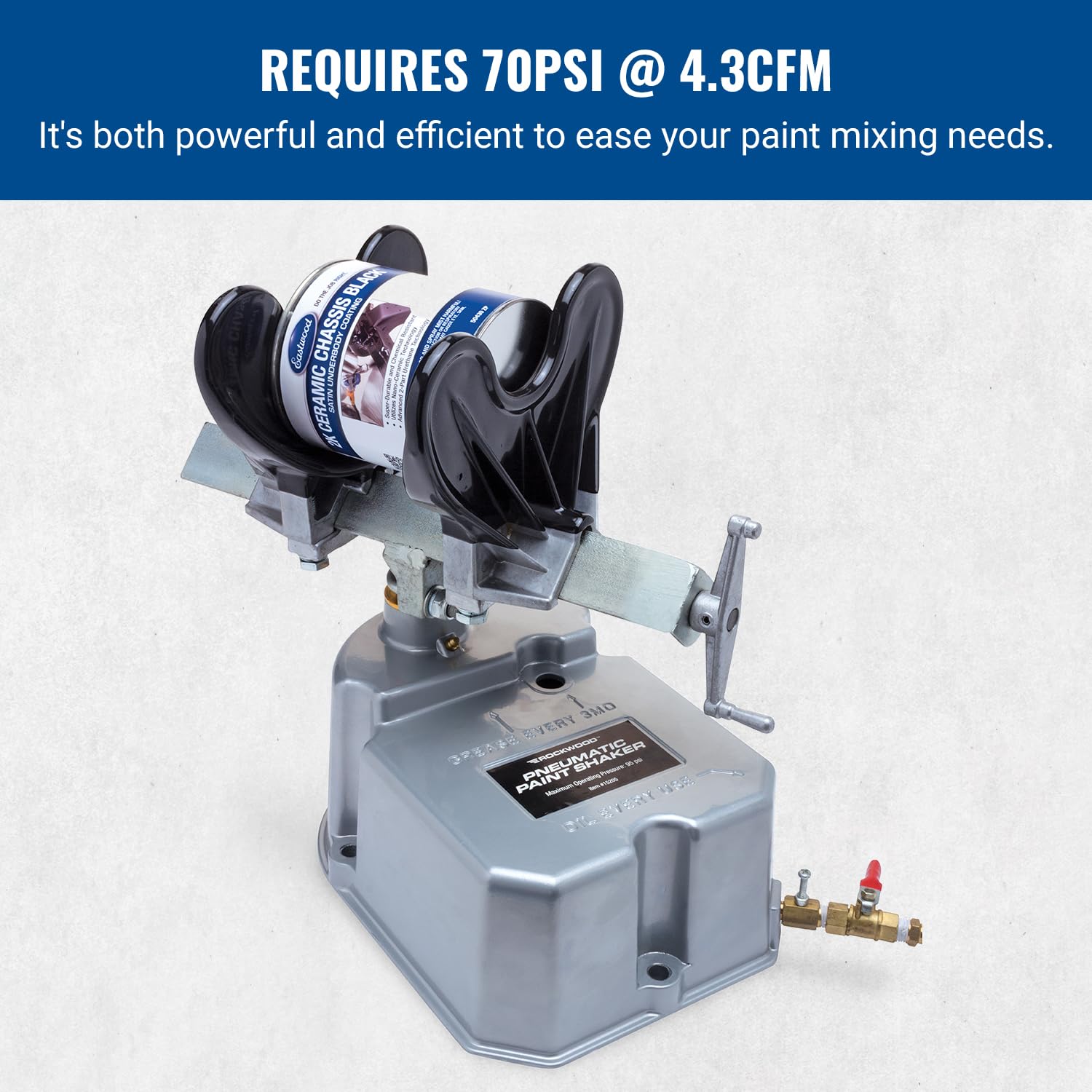 Rockwood Pneumatic Paint Shaker | Heavy Duty Air Powered Paint Can Shaker Machine for Automotive and House Paints | Easy to Operate and Fits Standard 1 Pint - 1 Gallon Round Paint