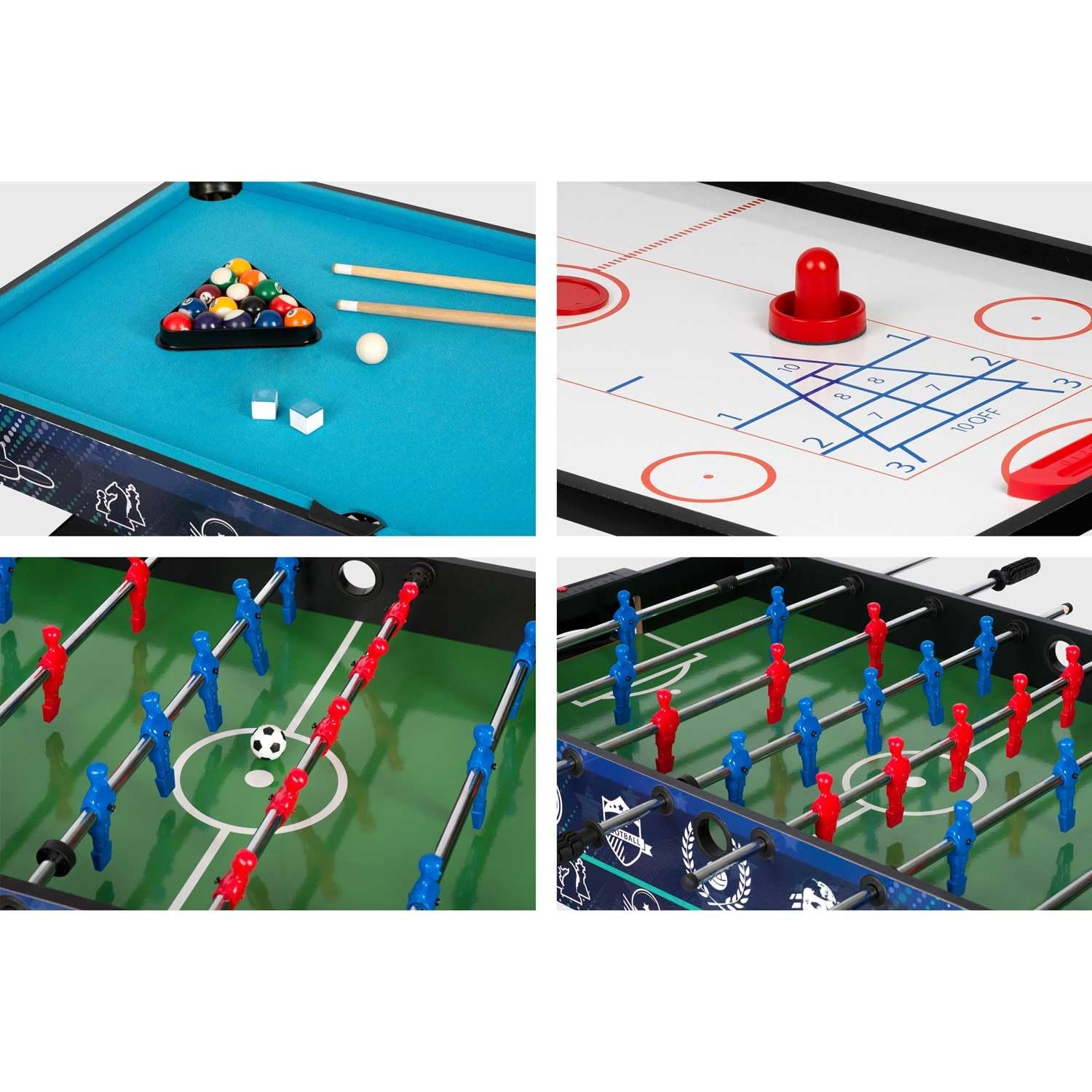 Neo-Sport Multi Spieltisch 12in1, Tischfußball, Tischflagge, Cimberg, Billard, Kontrolle, Bowling, Schach, Karten, 106 x 59 x 90 cm