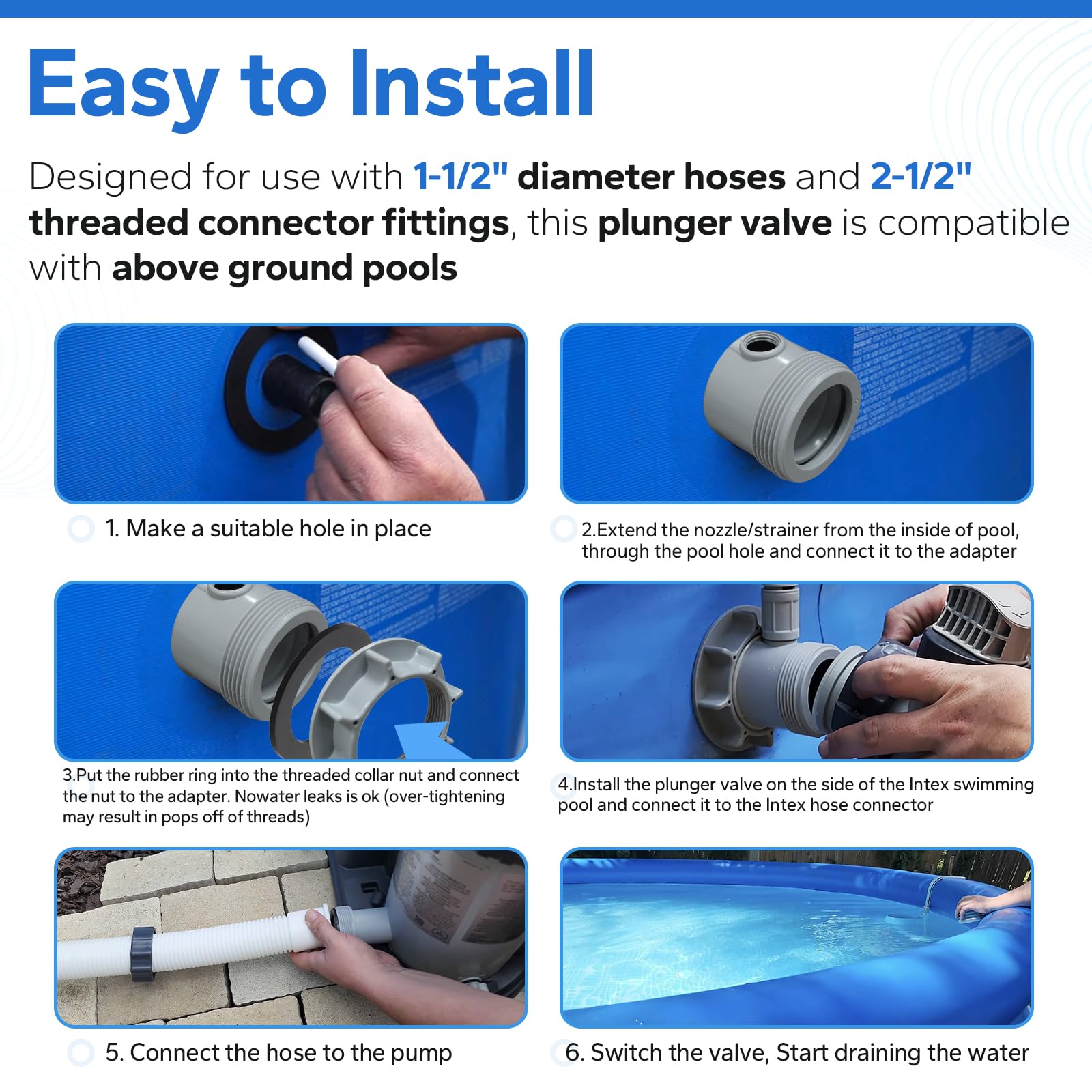 Pool Einlassluftdüse Mit Schlauch – Ersatzteil-Kit Für Intex Pumpen 1900-2450 GPH, Inkl. Siebgitter & Ventil