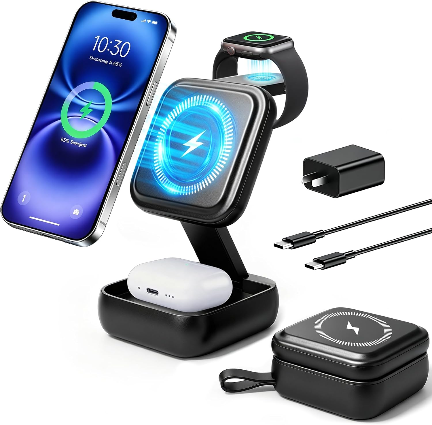 3 in 1 Charging Station for Apple Devices, Wireless Charger Stand